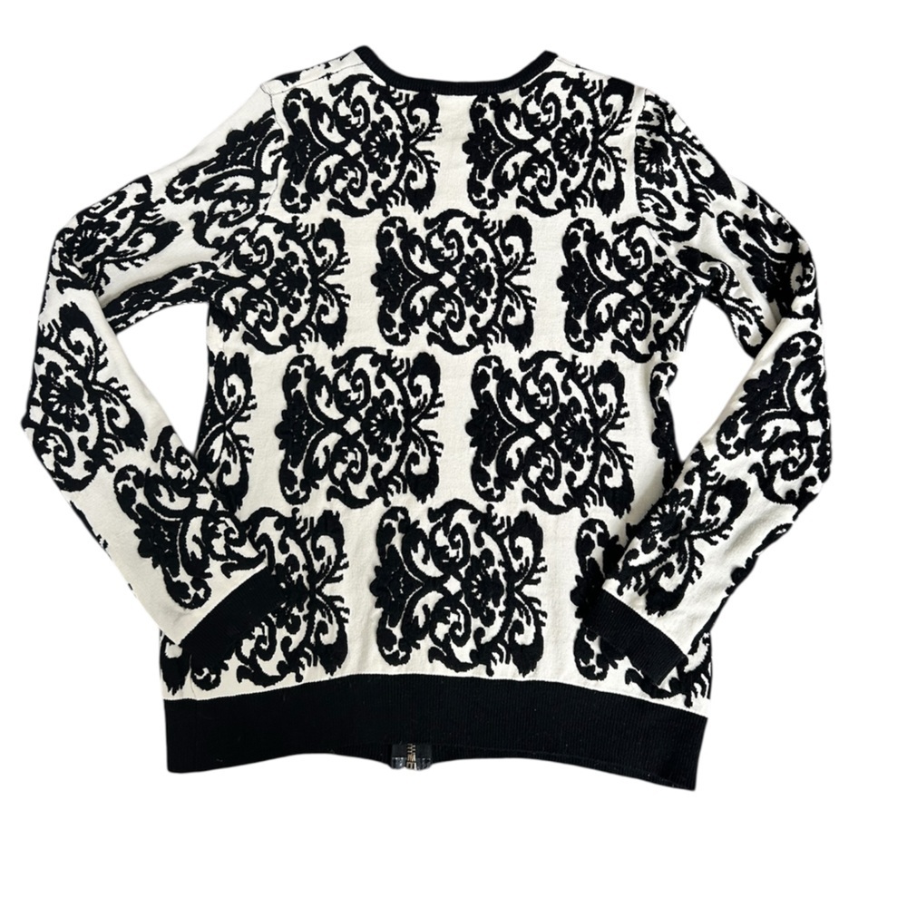 Soft Surroundings Women’s Zip Up Black and Off White Cardigan Sweater Size Large - Picture 4 of 9